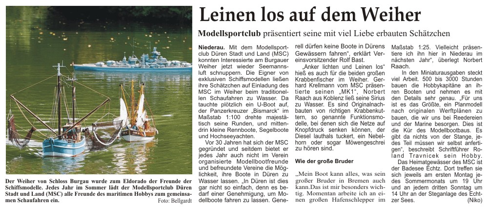 Zeitungsbericht aus der Dürener Zeitung vom 12.09.2008